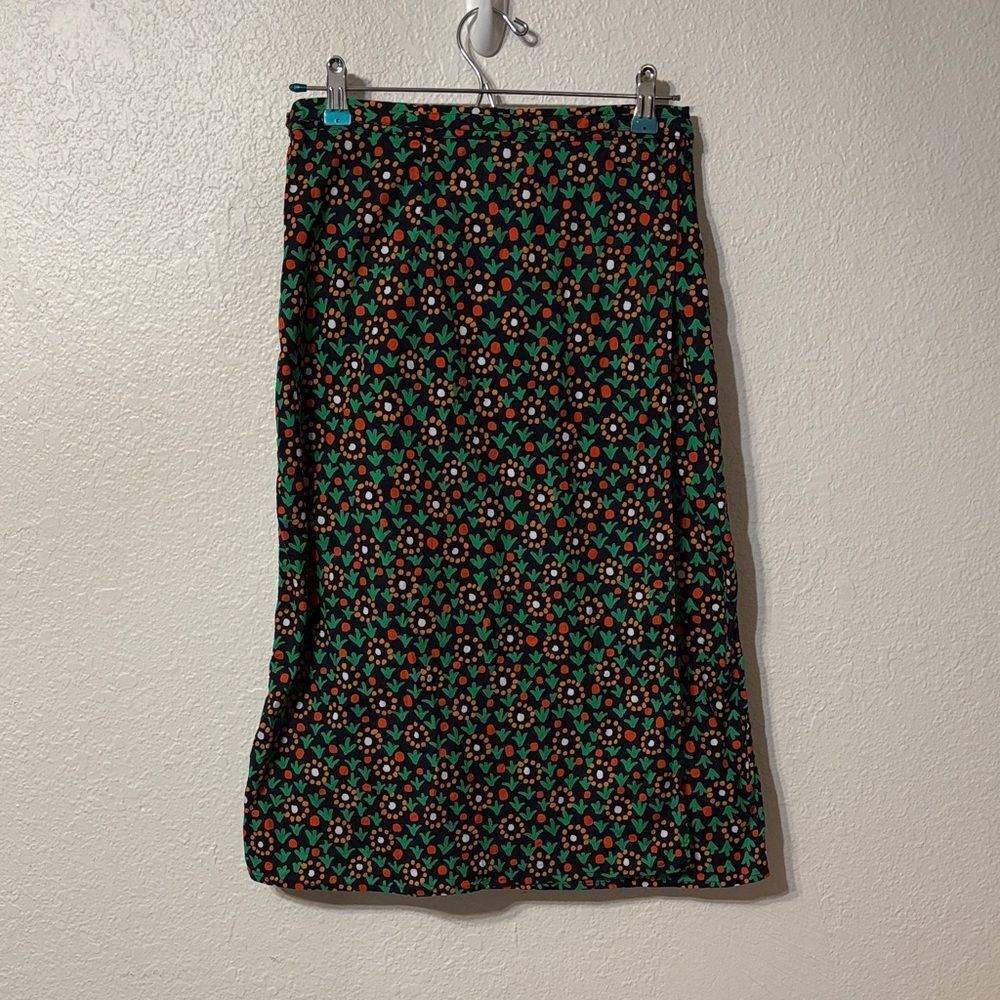 Ann Mashburn Floral Wrap Midi Skirt XS